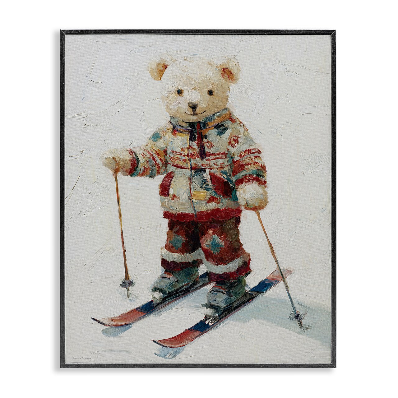 Stupell Industries Bear on Skiing Adventure Framed Giclee, design by Svetlana Aleynikova
